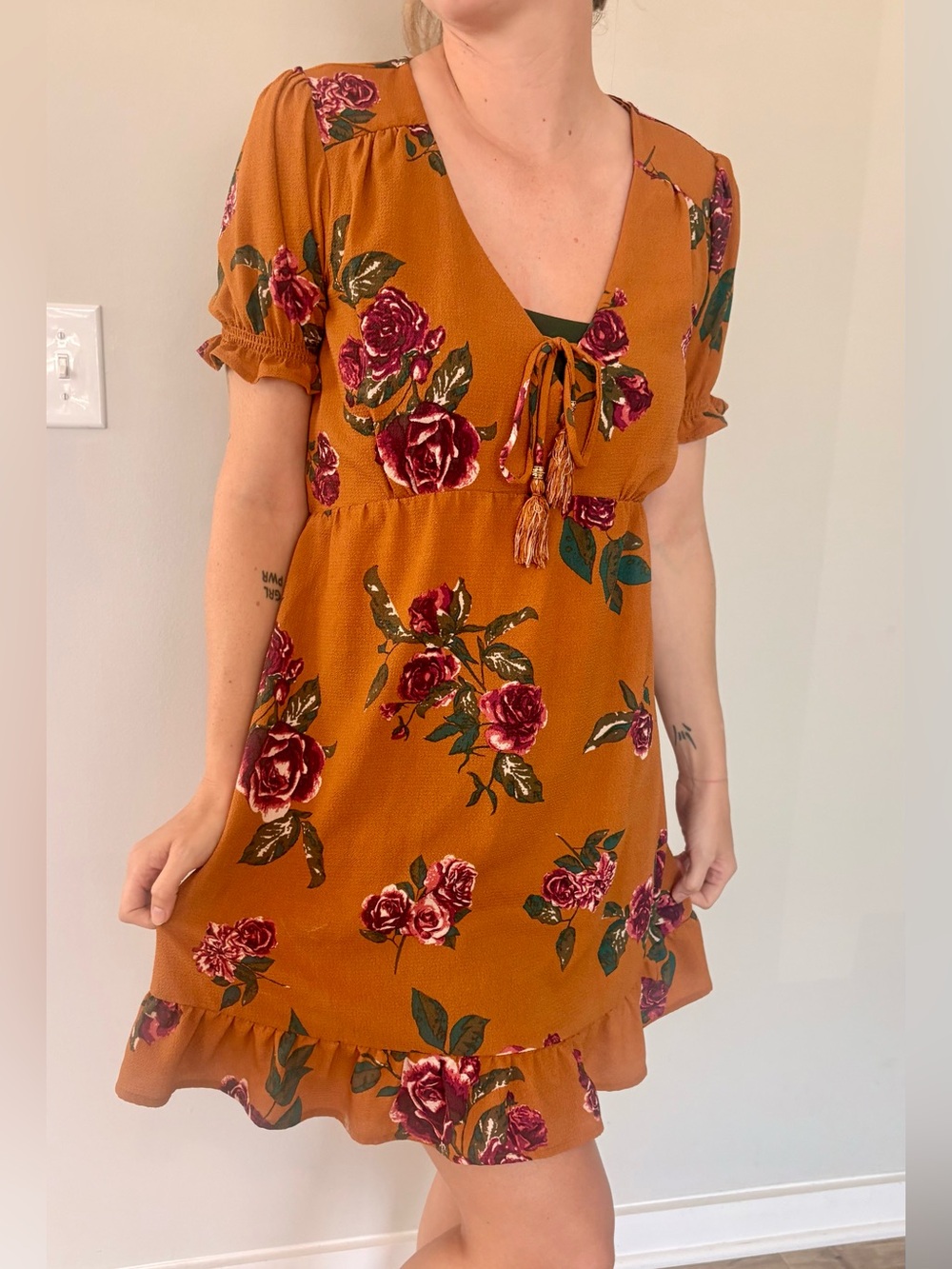 Floral Tie-Front Short Dress